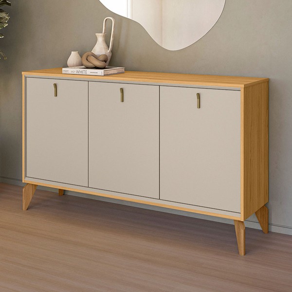 Balcão Buffet Aura 3 Portas Tauri/Off White Fosco - Linea Brasil