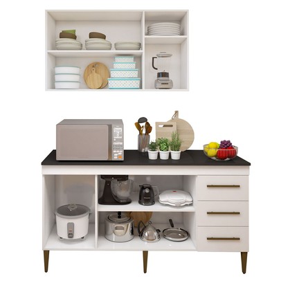 Cozinha Compacta Maceió 6 Portas 3 Gavetas Branco - Kaiki Móveis