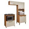 Cozinha Compacta Blumenau 6 Portas 3 Prateleiras Nature/Off White - Kaiki Móveis