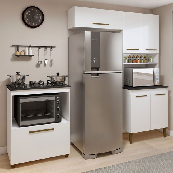 Cozinha Compacta Blumenau 6 Portas 3 Prateleiras Branco - Kaiki Móveis