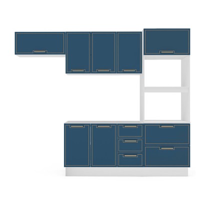 Cozinha Completa Amara 8 Portas 4 Gavetas 40250082 Branco/Azul - Politorno