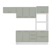 Cozinha Completa Amara 8 Portas 4 Gavetas 40250082 Branco/Verde Oliva - Politorno
