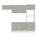 Cozinha Completa Amara 8 Portas 4 Gavetas 40250082 Branco/Verde Oliva - Politorno