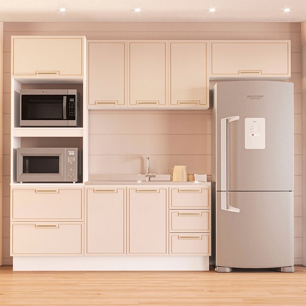 Cozinha Completa Amara 8 Portas 4 Gavetas 40250082 Branco/Creme - Politorno