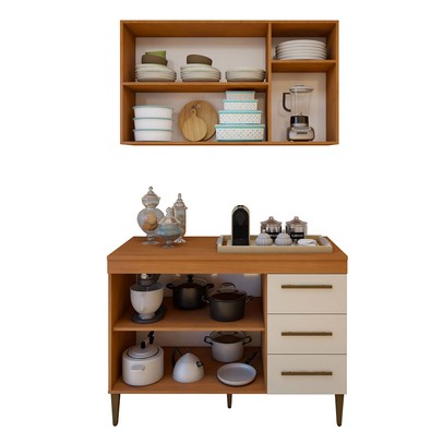 Cozinha Compacta Londrina 5 Portas 3 Gavetas Branco - Kaiki Móveis