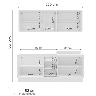 Cozinha Completa Amara 9 Portas 3 Gavetas 40250083 Branco/Azul - Politorno
