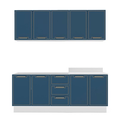 Cozinha Completa Amara 9 Portas 3 Gavetas 40250083 Branco/Azul - Politorno