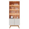 Cristaleira Light 4 Portas 3 Prateleiras com Led Off White/Matte/Freijó - Pnr Móveis