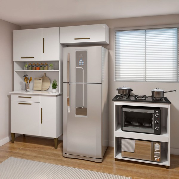 Cozinha Compacta Barueri 5 Portas 1 Gaveta Branco - Kaiki Móveis