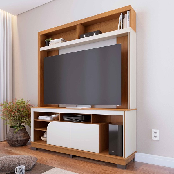 Estante para TV Até 65 Polegadas Silvestre 2 Portas Freijó/Off White Matte - Pnr Móveis