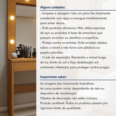 Penteadeira Camarim Requinte 1 Gaveta Naturalle - Mavaular