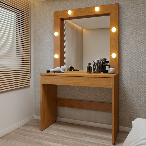 Penteadeira Camarim Requinte 1 Gaveta Naturalle - Mavaular