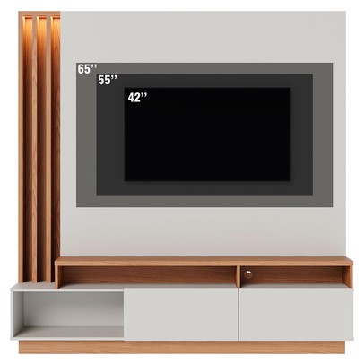 Estante para TV Até 75 Polegadas Esmeralda 2 Portas Off White Matte/Freijó - Pnr Móveis