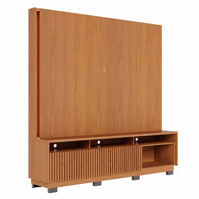 Estante para TV Até 75 Polegadas Malvinas 2 Portas Ripado com Led Freijó - Pnr Móveis