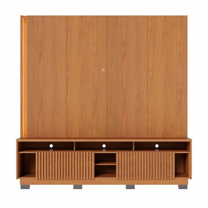 Estante para TV Até 75 Polegadas Malvinas 2 Portas Ripado com Led Freijó - Pnr Móveis