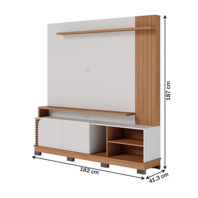 Estante para TV Até 75 Polegadas Boss 2 Portas Off White/Freijó 1800 - Pnr Móveis