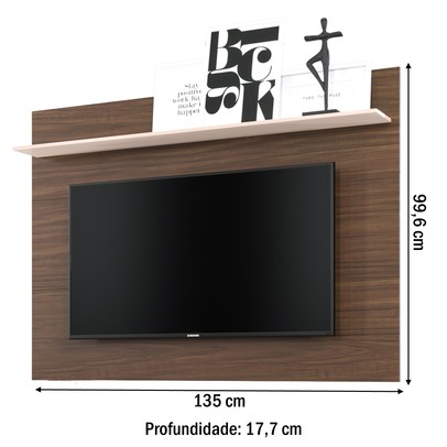 Painel para TV Até 55 Polegadas San Nogueira Real/Off White - Pnr Móveis