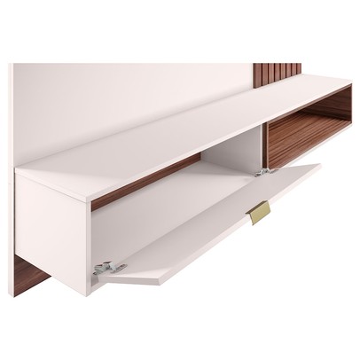 Painel para TV Até 65 Polegadas Brtrand 1 Porta 1 Prateleira Off White/Nogueira Real - Pnr Móveis