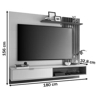 Painel para TV Até 65 Polegadas Brtrand 1 Porta 1 Prateleira Pretofosco/Noce Milano - Pnr Móveis