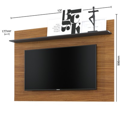Rack com Painel para TV Até 55 Polegadas Bello 2 Portas Noce Milano/Preto Fosco - Pnr Móveis