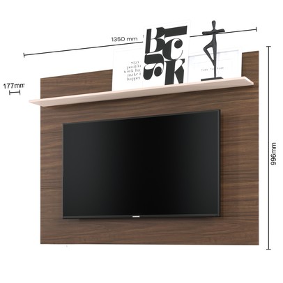 Rack com Painel para TV Até 55 Polegadas Bello 2 Portas Nogueira Real/Off White - Pnr Móveis