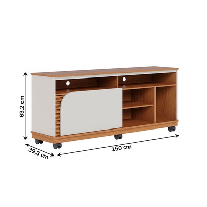 Rack para TV Até 65 Polegadas Boss 2 Portas Freijó/Off White - Pnr Móveis