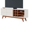 Rack para TV Até 70 Polegadas Light 2 Portas 2 Prateleiras Off White Matte/Freijó - Pnr Móveis