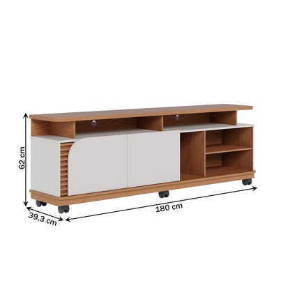 Rack para TV Até 75 Polegadas Boss 2 Portas Freijó/Off White 1800 - Pnr Móveis