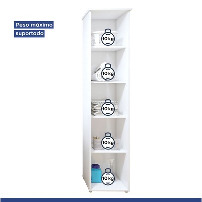Armário Multiuso Florianópolis 1 Porta 4 Prateleiras Branco - Kaiki Móveis