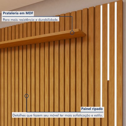 Rack com Painel para TV Até 75 Polegadas áustria Paris 3 Gavetas com Led Naturalle/Off White - Mavaular