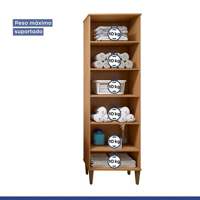 Armário Multiuso Recife 2 Portas 5 Prateleiras Nature/Off White - Kaiki Móveis