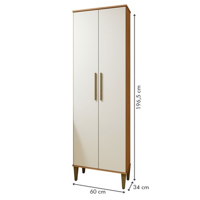 Armário Multiuso Recife 2 Portas 5 Prateleiras Nature/Off White - Kaiki Móveis