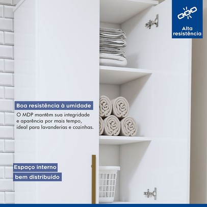 Armário Multiuso Recife 2 Portas 5 Prateleiras Branco - Kaiki Móveis