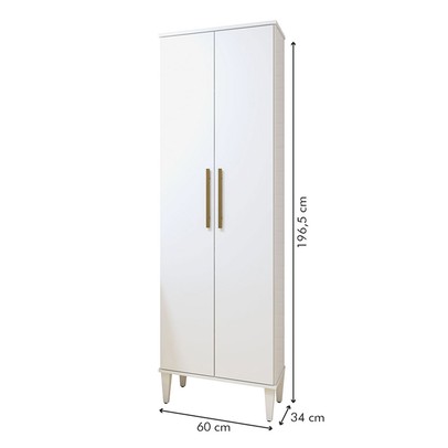 Armário Multiuso Recife 2 Portas 5 Prateleiras Branco - Kaiki Móveis