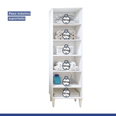 Armário Multiuso Recife 2 Portas 5 Prateleiras Branco - Kaiki Móveis