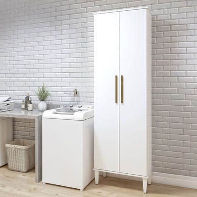 Armário Multiuso Recife 2 Portas 5 Prateleiras Branco - Kaiki Móveis