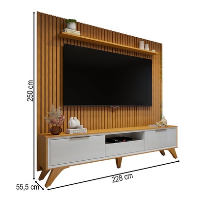 Rack com Painel para TV Até 75 Polegadas áustria Paris 3 Gavetas Naturalle/Off White - Mavaular