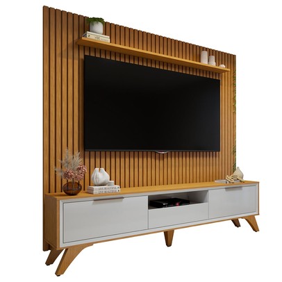 Rack com Painel para TV Até 75 Polegadas áustria Paris 3 Gavetas Naturalle/Off White - Mavaular