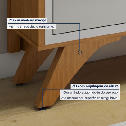 Rack com Painel para TV Até 75 Polegadas áustria Paris 3 Gavetas Naturalle/Off White - Mavaular