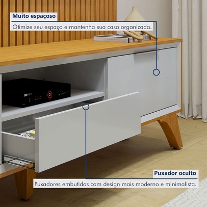 Rack com Painel para TV Até 75 Polegadas áustria Paris 3 Gavetas Naturalle/Off White - Mavaular