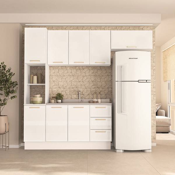 Cozinha Completa Amara 8 Portas 3 Gavetas 40250084 Branco - Politorno