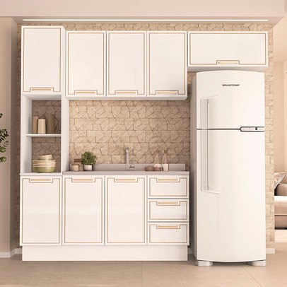 Cozinha Completa Amara 8 Portas 3 Gavetas 40250084 Branco - Politorno
