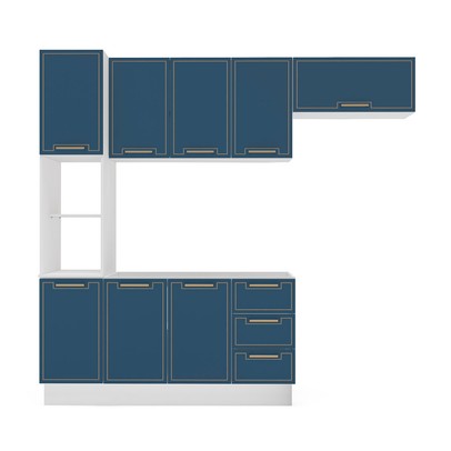 Cozinha Completa Amara 8 Portas 3 Gavetas 40250084 Branco/Azul - Politorno