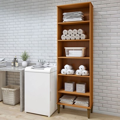 Armário Multiuso Aracaju 5 Prateleiras Nature - Kaiki Móveis