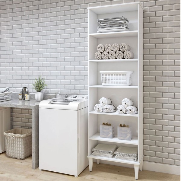 Armário Multiuso Aracaju 5 Prateleiras Branco - Kaiki Móveis