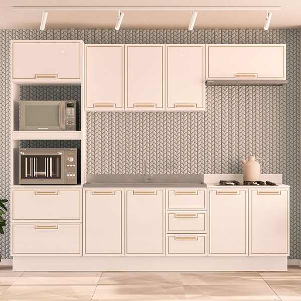 Cozinha Completa Amara 10 Portas 4 Gavetas 40250085 Branco - Politorno
