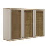 Armário Aéreo Cozinha 120 Cm Requin 3 Portas 100% Mdf com Vidro Jequitibá/Off White Fosco - Pnr Móveis