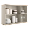 Armário Aéreo Cozinha 120 Cm Requin 3 Portas 100% Mdf com Vidro Jequitibá/Off White Fosco - Pnr Móveis