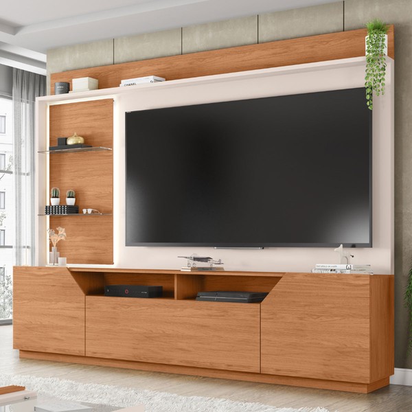 Estante para TV Até 65 Polegadas Vesper 2 Portas 1 Gaveta com Led Freijó/Off White - Caemmun