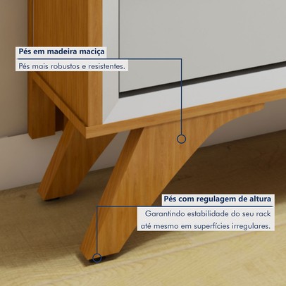Rack com Painel para TV Até 75 Polegadas áustria Paris 2 Gavetas com Vidro Naturalle/Off White - Mavaular